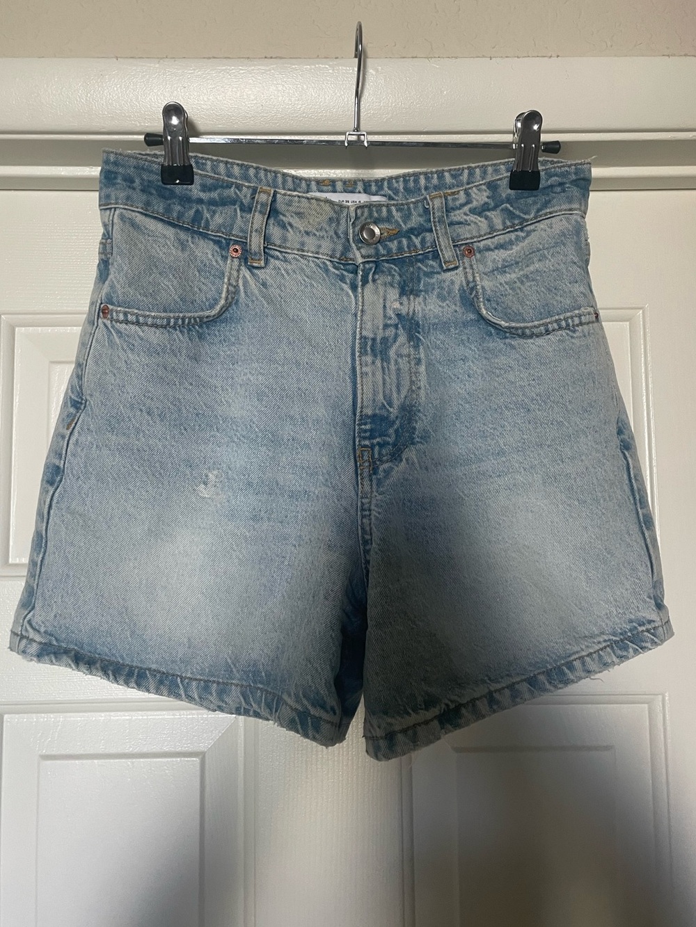 Zara Faded Light Blue Denim Jean Shorts